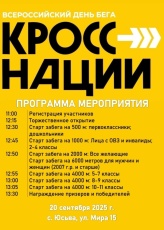 20 сентября 2025 года в Пермском крае пройдет самый массовый и масштабный осенний праздник спорта в России – Всероссийский день бега «Кросс нации»!