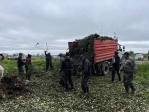  В п.Пожва прошел субботник по уборке территории кладбища, после ураганного ветра